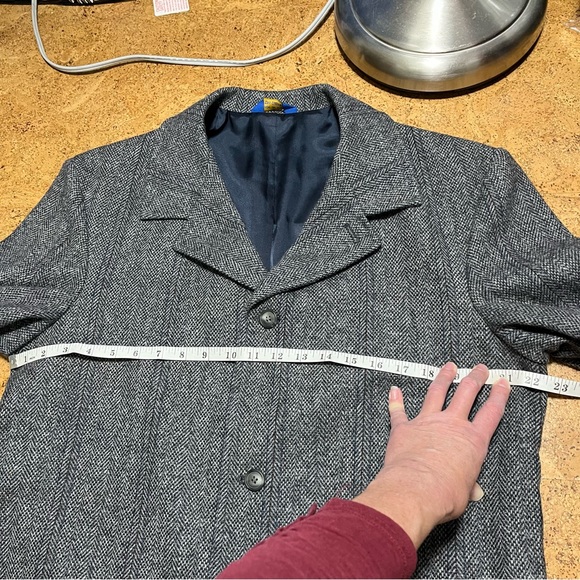 Pendleton Men’s 100% Virgin Wool Gray & Black Tweed Blazer Sz M - Picture 13 of 16